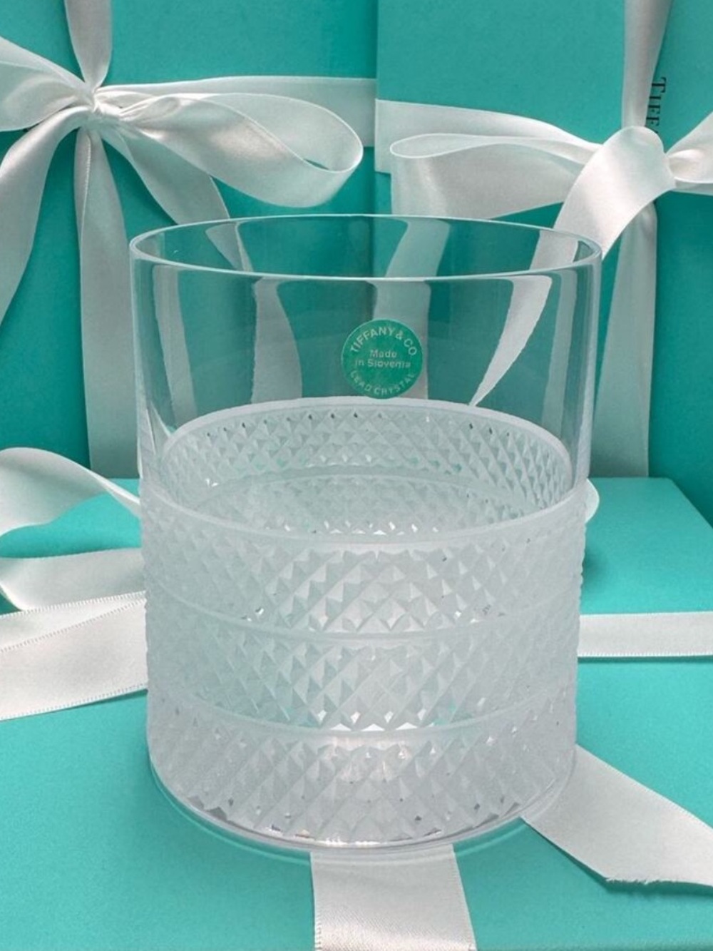 NEW - Tiffany & Co. Diamond Point Lead Crystal Glass One Double Old Fashioned 4” - Picture 7 of 10